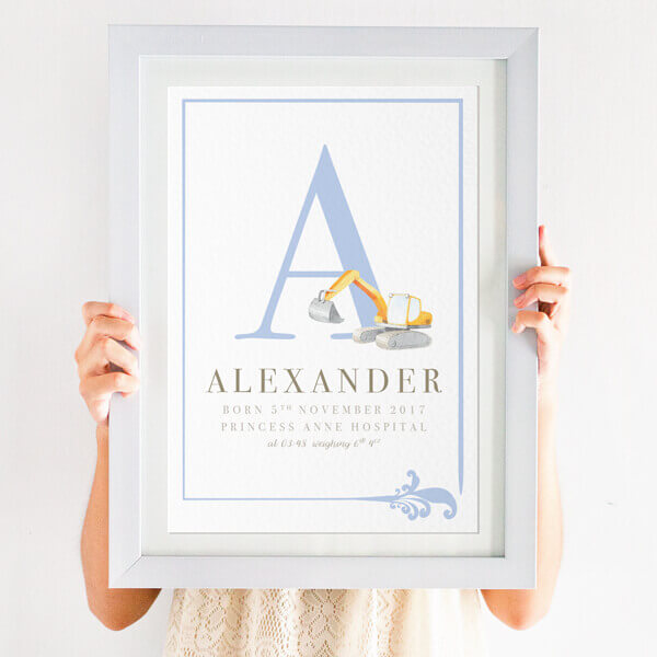 Personalised Boys New Baby Name Print