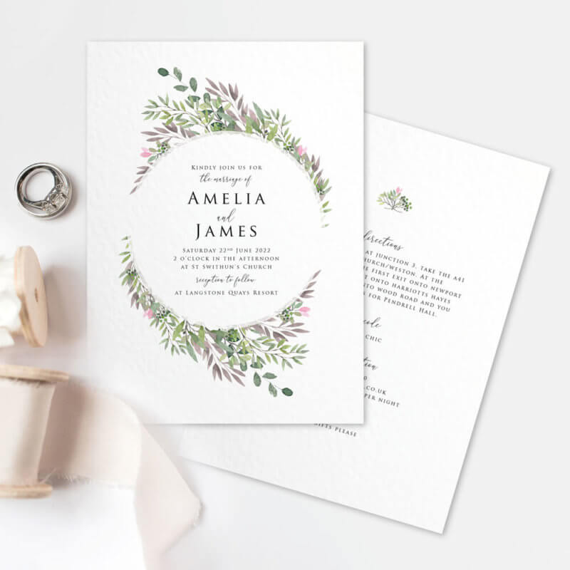 Blush and Sage Wedding Invitations - Created by Magic