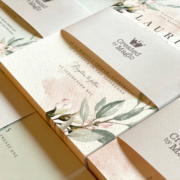 Blush and Sage Wedding Invitations - Created by Magic