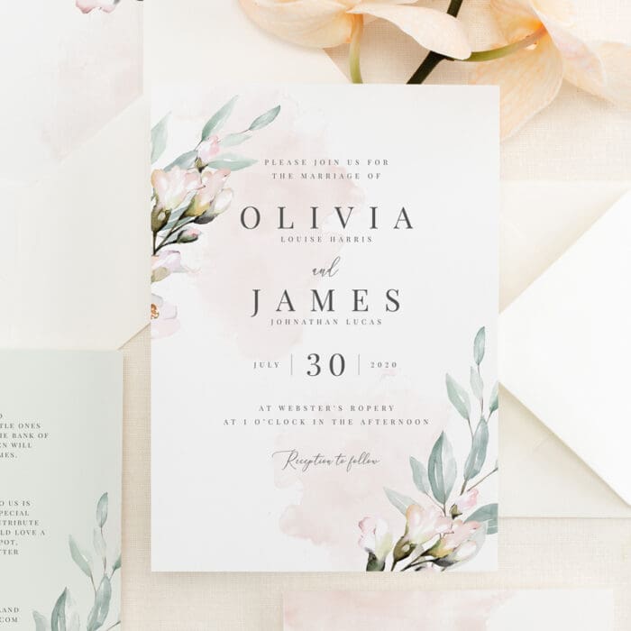 Blush and Sage Wedding Invitations