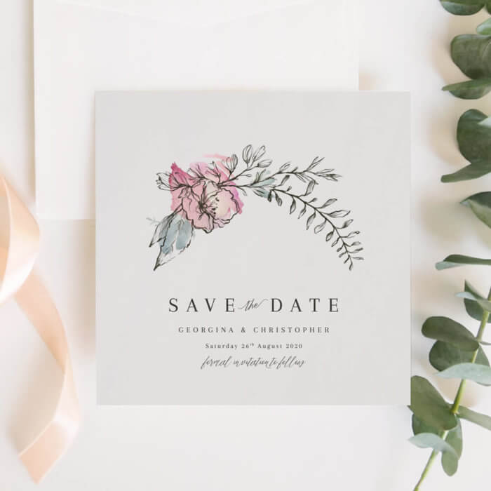 Foliage and Blush Save The Date Invitations - Created by Magic