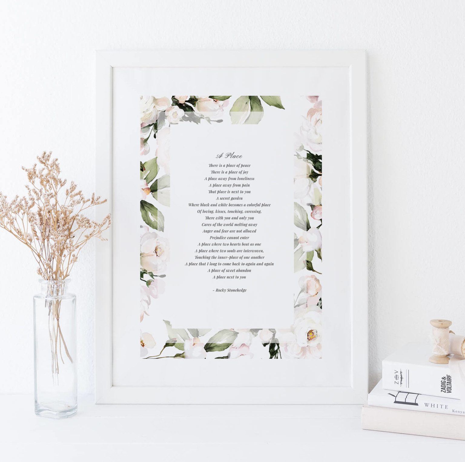 Romantic Floral Poem Print