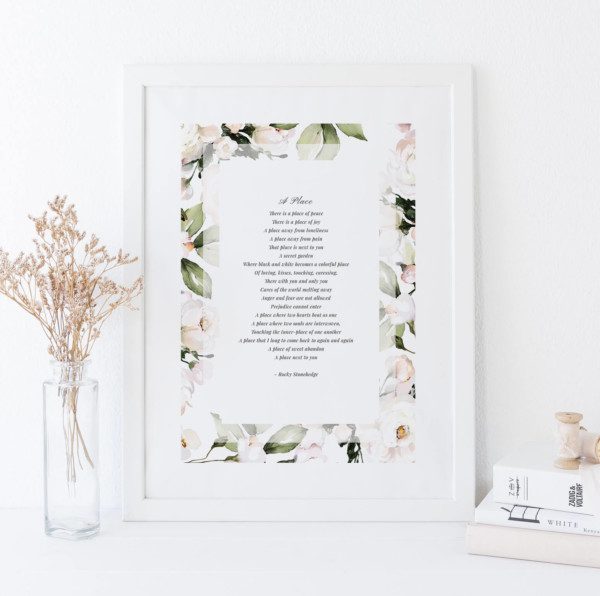 Romantic Floral Poem Print