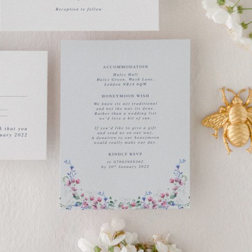 Wildflower Wedding Invitations with Venue Illustration