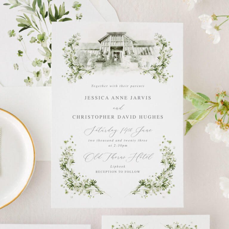 Blush and Sage Wedding Invitations - Created by Magic