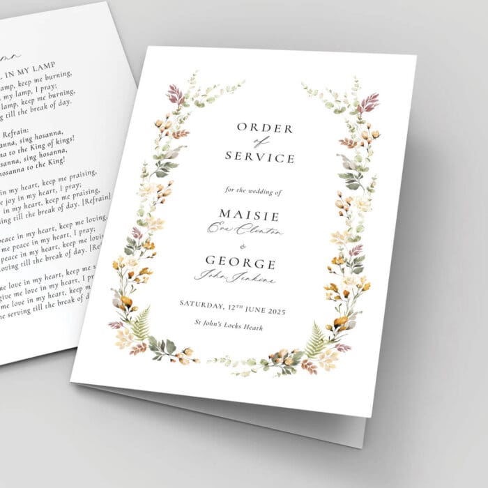 Autumn Wedding Order of Service Booklets