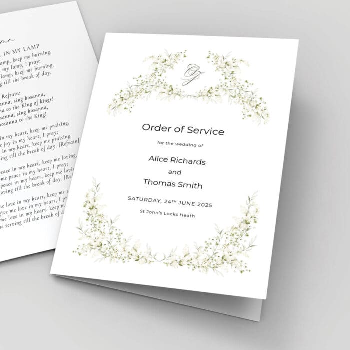 Green and White Order of Service Booklets