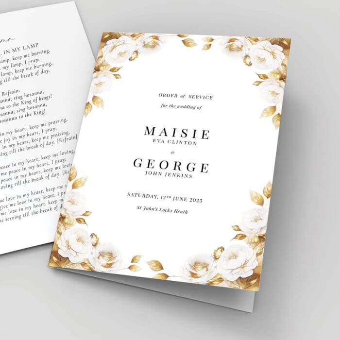 White and Gold Order of Service Booklets