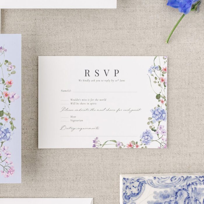 Hydrangea wedding invitations