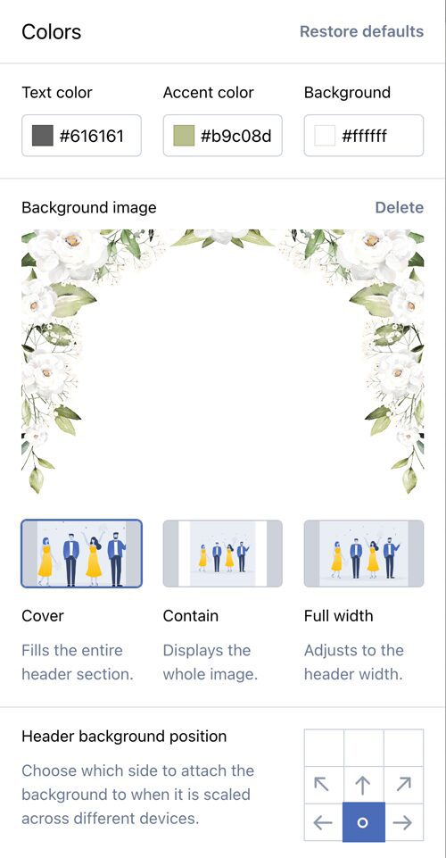 matching wedding website theme