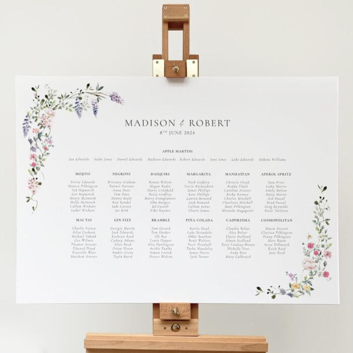 Wisteria wedding table plan