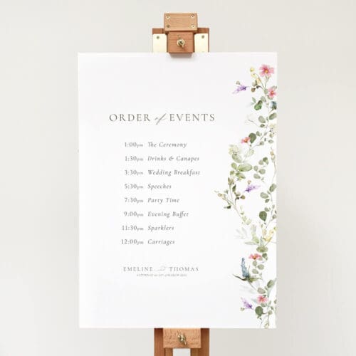 Floral Extravaganza Order of the Day Sign