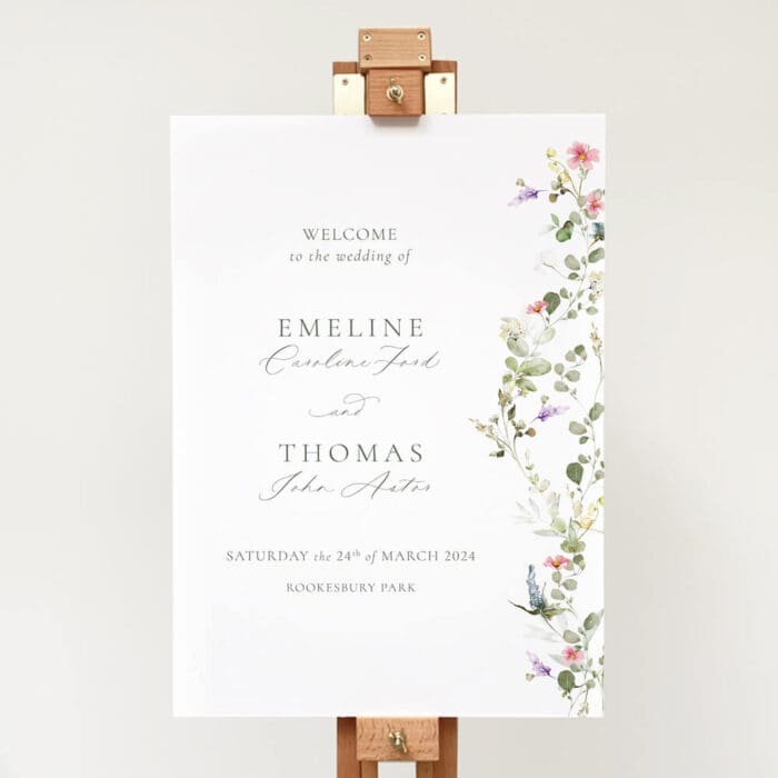 Floral Extravaganza Wedding Welcome Sign