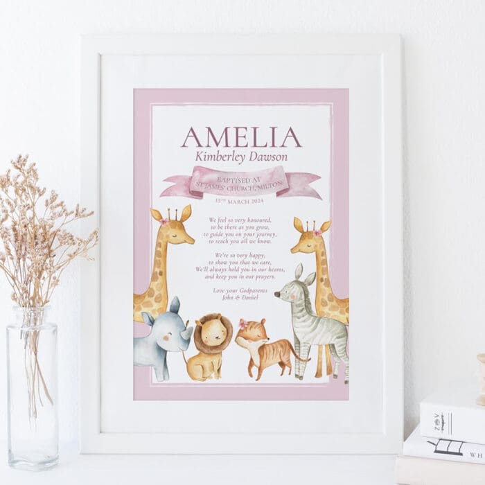 PERSONALISED GODdaughter CHRISTENING PRINT