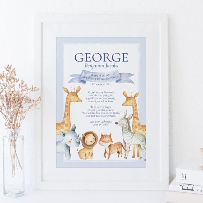 Personalised Godson Christening Print