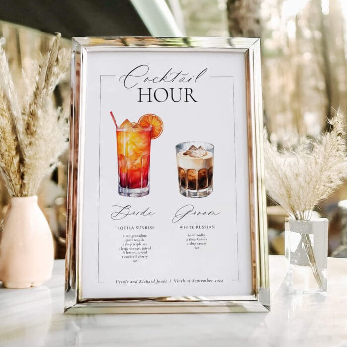 Wedding Cocktail Hour Menu Sign