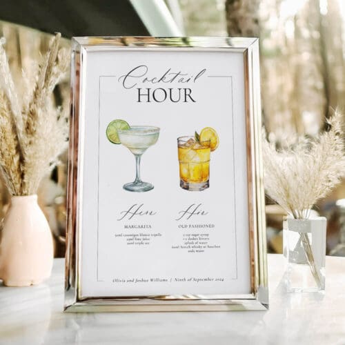 Wedding Cocktail Hour Menu Sign