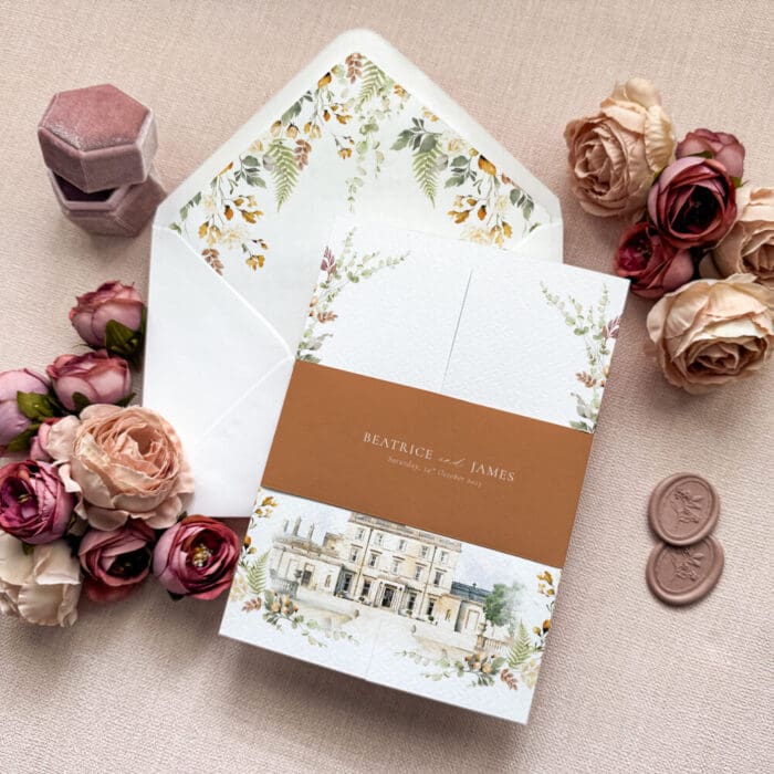 Embrace the season with our Autumn Gatefold Wedding Invitations—warm, elegant, and perfect for a cozy, romantic celebration.