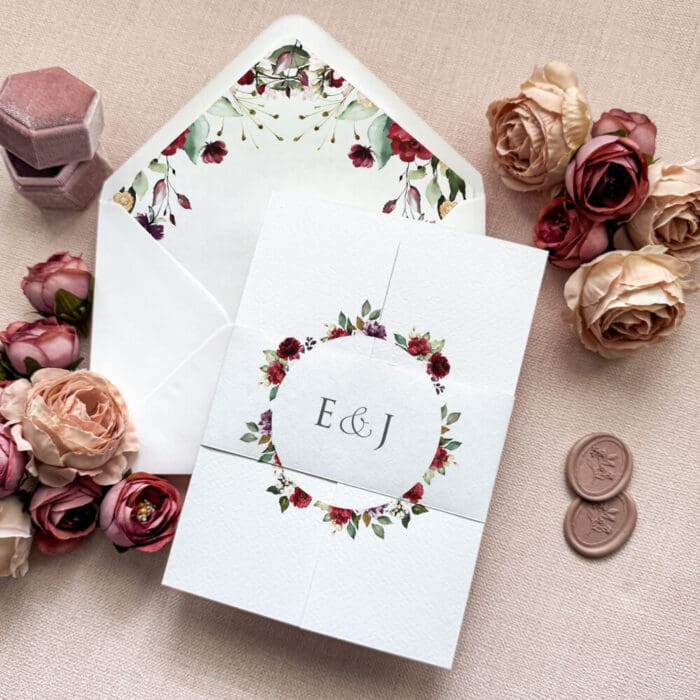 Burgundy and Blush Gatefold Wedding Invitations